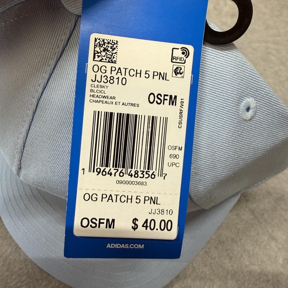 Adidas Hat Cap‎ Snap Back Mens One Size Blue OG Patch 5 Panel Twill Trefoil Logo - Picture 8 of 9